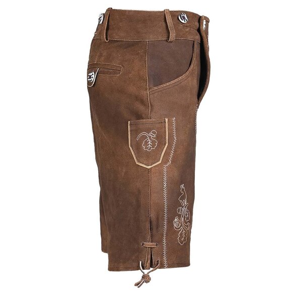 Authentic Bavarian Lederhosen for Men with Suspenders Oktoberfest Costume Short - Picture 3 of 8